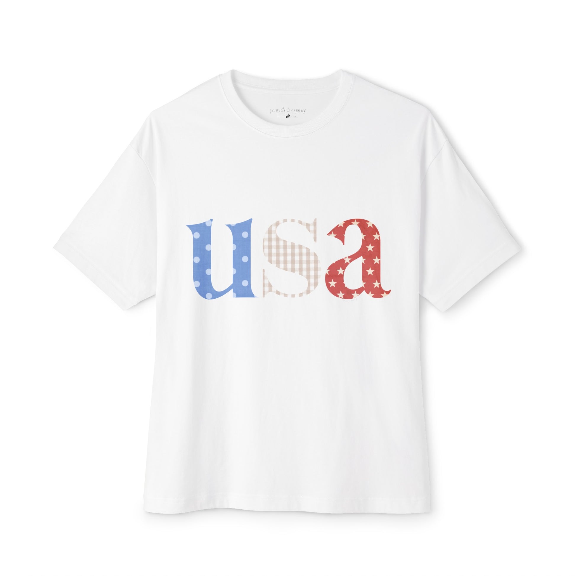 Patriotic, American, USA, Women's Graphic T-Shirt, Oversized Tee, White