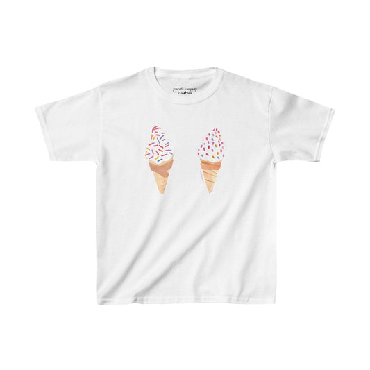 Ice Cream Cone Women's Graphic T-Shirt, Baby Tee, White