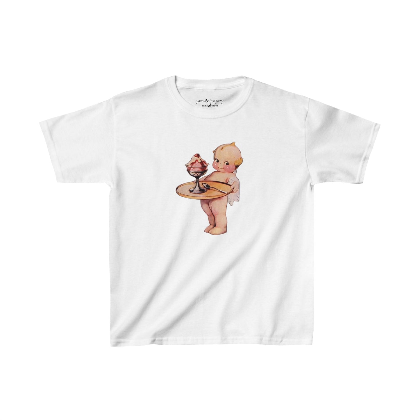 Ice Cream Kewpie baby Women's Graphic T-Shirt, Baby Tee, White