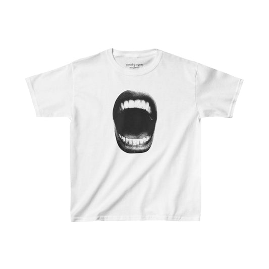 Mouth, Women's Graphic T-Shirt, Baby Tee, White